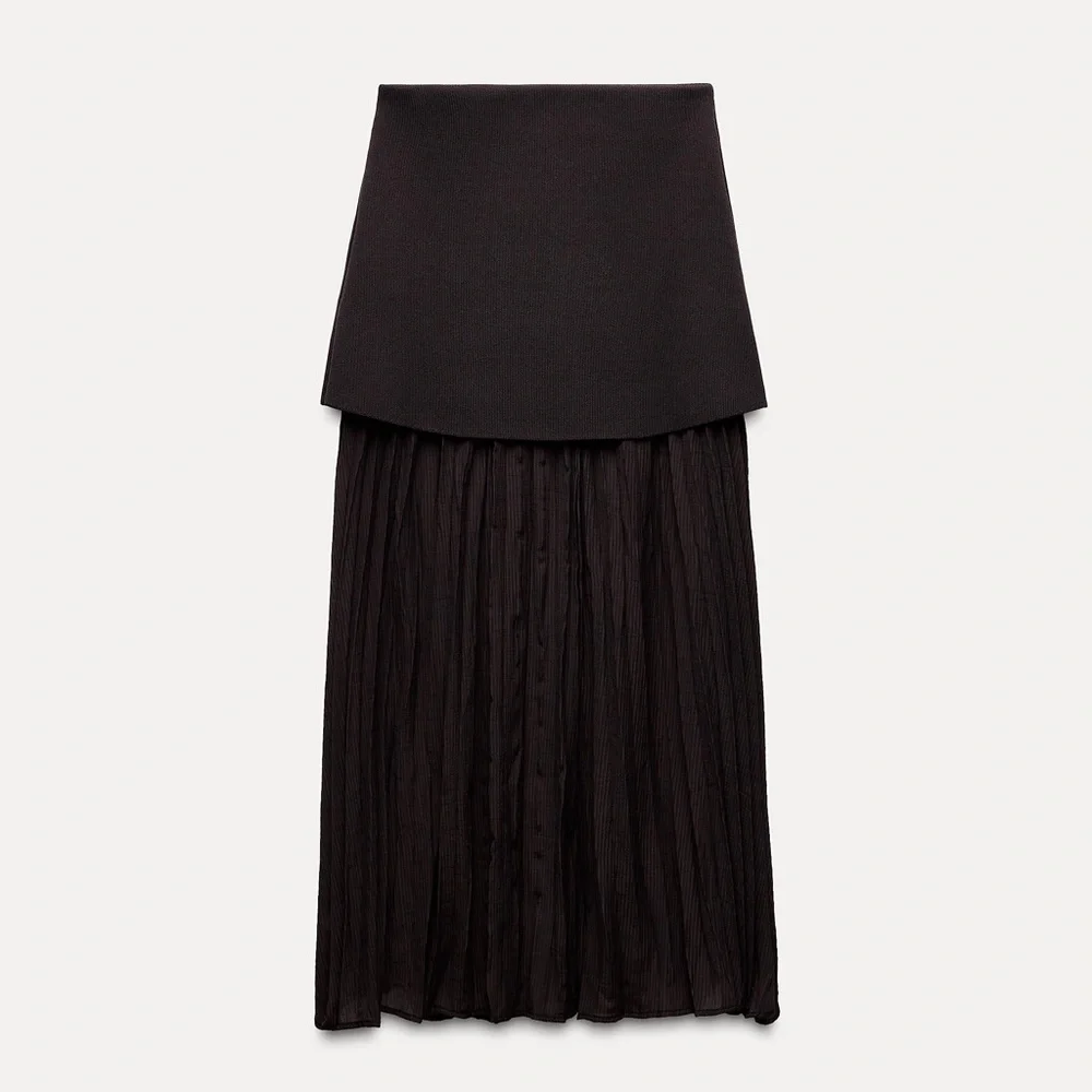 SOLD! Zara Mixed Pleated Skirt L - Picture 7 of 9